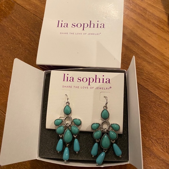 Lia Sophia turquoise silver earrings - Picture 4 of 4